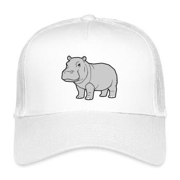 Hippopotamus Standing Comic Animal Zoo - Kids’ Trucker Cap - white - Front