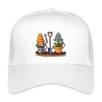 Gartenfreunde: Gnome in Töpfen - Kinder Trucker-Cap - Weiß - Vorne