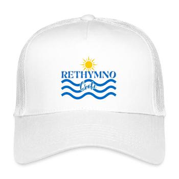 Rethymno Kreta-Wellen-Sonnenlogo - Kinder Trucker-Cap - Weiß - Vorne