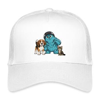 Fluffonster Fluffo & Friends: Lucky & Funtik - Kinder Trucker-Cap - Weiß - Vorne