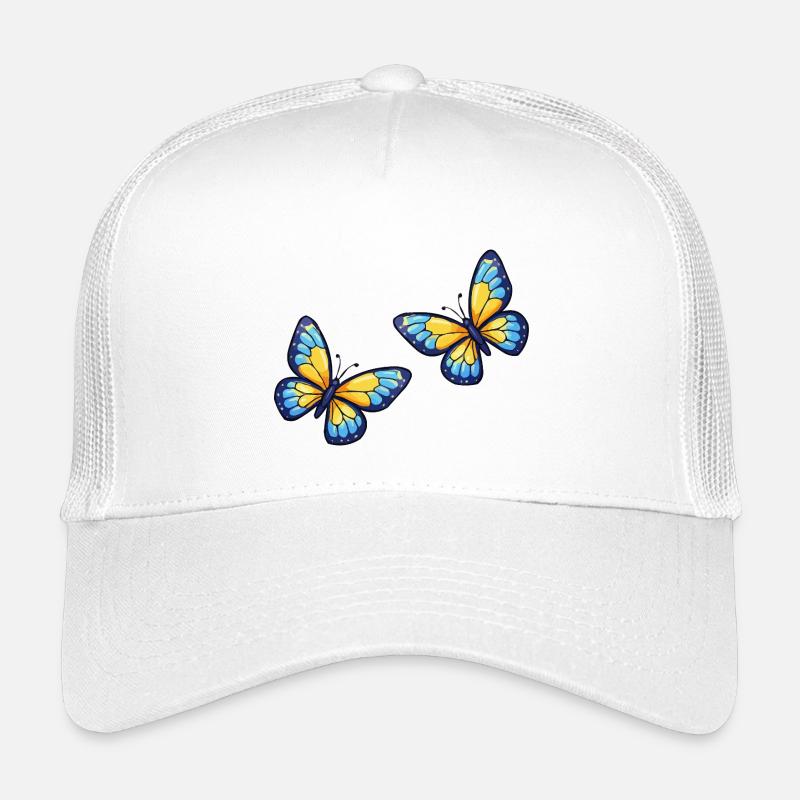 Blaugelbe Schmetterlinge Muster Kinder Trucker-Cap