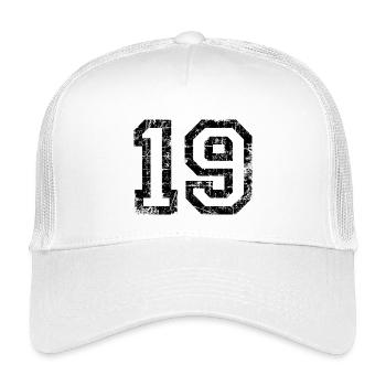 Zahl 19 (Vintage Weiß) 19. Geburtstag Nr. 19 - Kinder Trucker-Cap - Weiß - Vorne