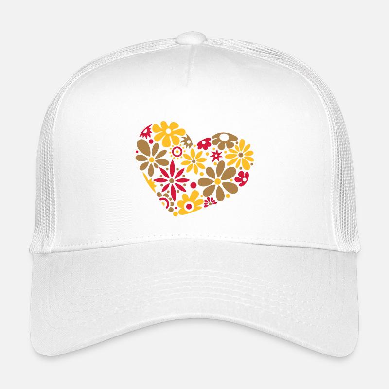 Großes Flower Power Herz, bunt - Kinder Trucker-Cap - Weiß