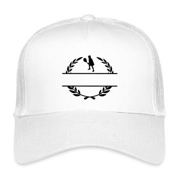 Tennisspieler im Lorbeerkranz-Monogramm - Kinder Trucker-Cap - Weiß - Vorne