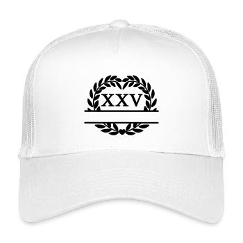 Fünfundzwanzig Jahre, lateinische Ziffern Lorbeerkranz - Kinder Trucker-Cap - Weiß - Vorne