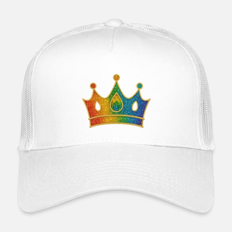 Glamouröse Regenbogen-Krone mit Glittereffekt - Kinder Trucker-Cap - Weiß
