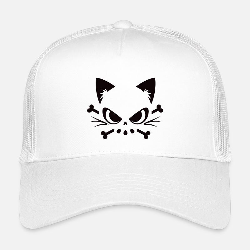 Crâne de chat | Motif minimaliste de Skull & Bones - Casquette trucker enfant - blanc