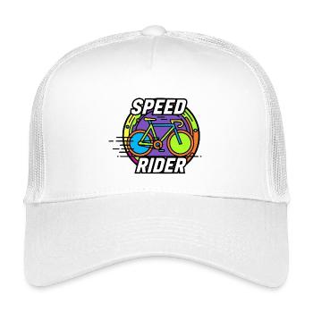 Speed Rider Bicycle Neon Colors Road Bike Motif - Kids’ Trucker Cap - white - Front
