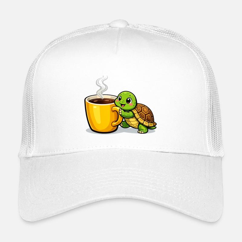 Coffee Turtle with Steaming Mug Kids’ Trucker Cap