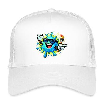 Cheerful Paint Splash with Sunglasses - Kids’ Trucker Cap - white - Front