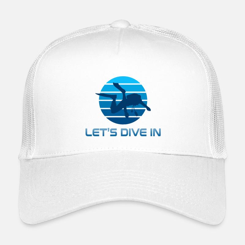 Diver Silhouette in Blue Stripes Kids’ Trucker Cap
