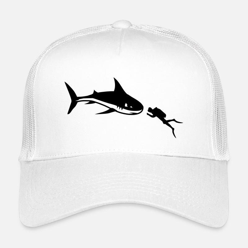Hai und Taucher - Kinder Trucker-Cap - Weiß