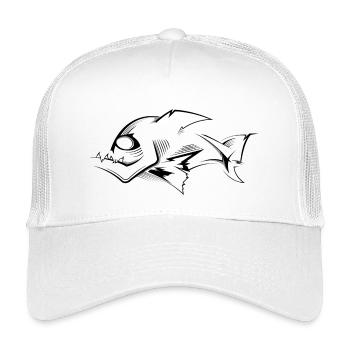 piranha symbol cartoon sketch drawing icon - Kids’ Trucker Cap - white - Front