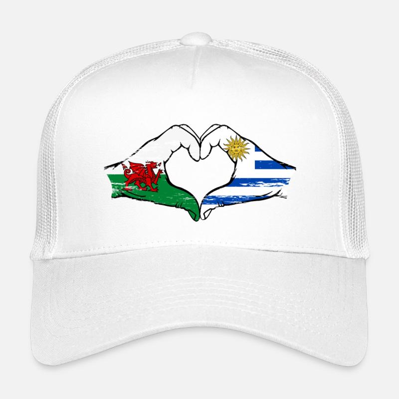 Wales Uruguay flag hands heart shape used Kids’ Trucker Cap