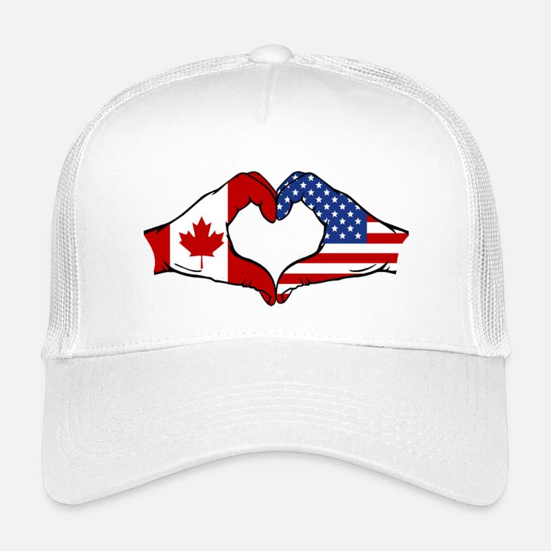 Drapeau Canada USA en forme de cœur Casquette trucker enfant