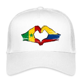 Senegal Colombia Flag Hands Heart Shape Used - Kids’ Trucker Cap - white - Front