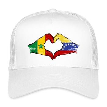 Sénégal Venezuela drapeau mains forme de coeur utilisé - Casquette trucker enfant - blanc - Devant
