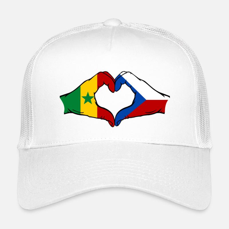 Sénégal République tchèque Drapeau Mains Coeur Forme Casquette trucker enfant