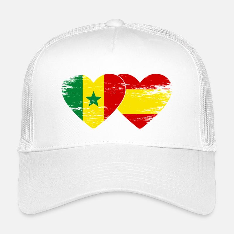 Espagne Sénégal Drapeau Coeur utilisé Casquette trucker enfant
