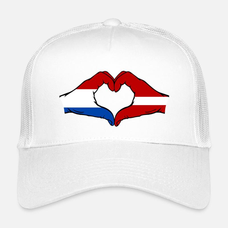 Hollande Lettonie Drapeau Mains Coeur Forme Casquette trucker enfant