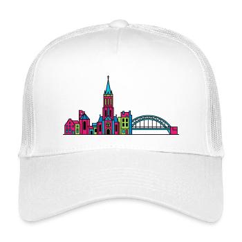 Ligne de la silhouette de la ville de Nimègue Waal Bridge - Casquette trucker enfant - blanc - Devant