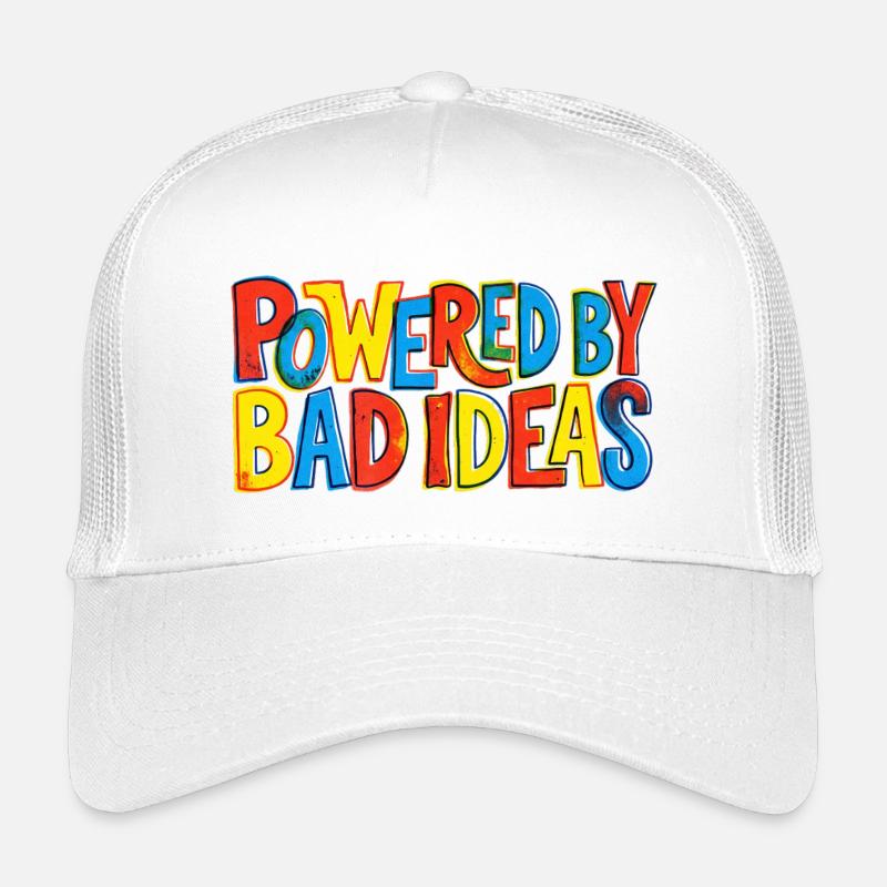 Powered-by-bad-ideas - Kids’ Trucker Cap - white