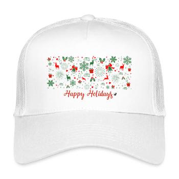 Weihnachtsmuster in grüne und rote Farbe - Kinder Trucker-Cap - Weiß - Vorne