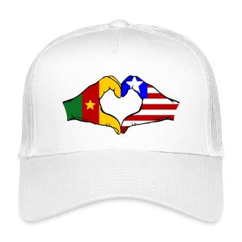Kamerun_Liberia_Flagge_Haende_Herzform - Kids’ Trucker Cap - white - Front