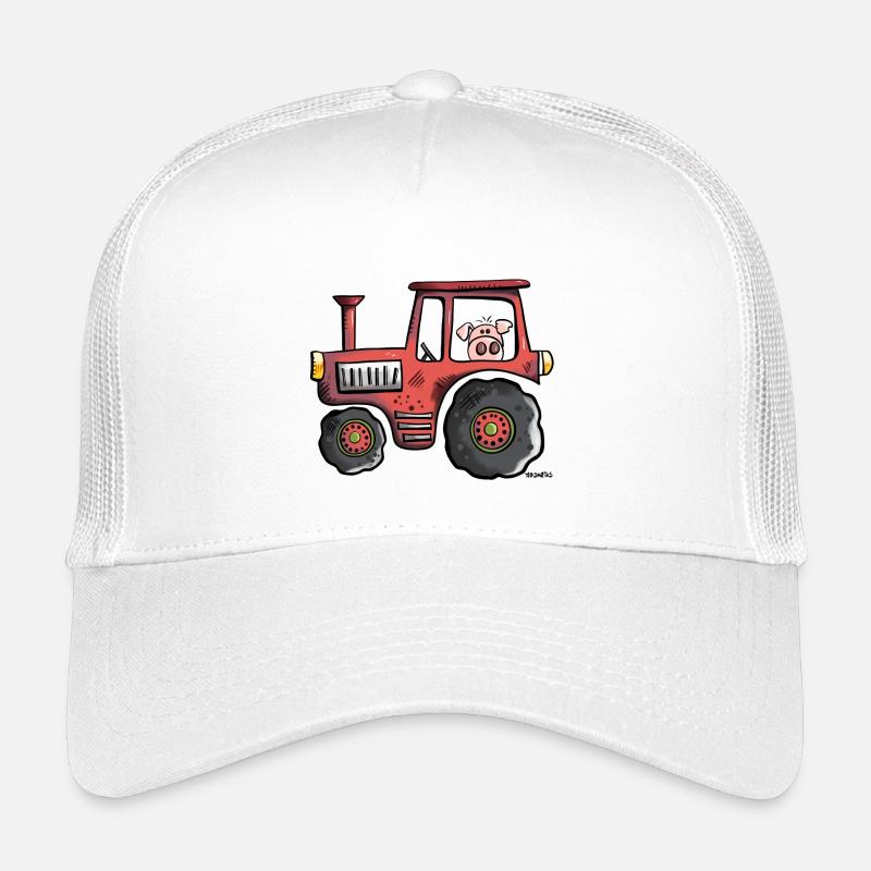 Pig driving a tractor Kids’ Trucker Cap