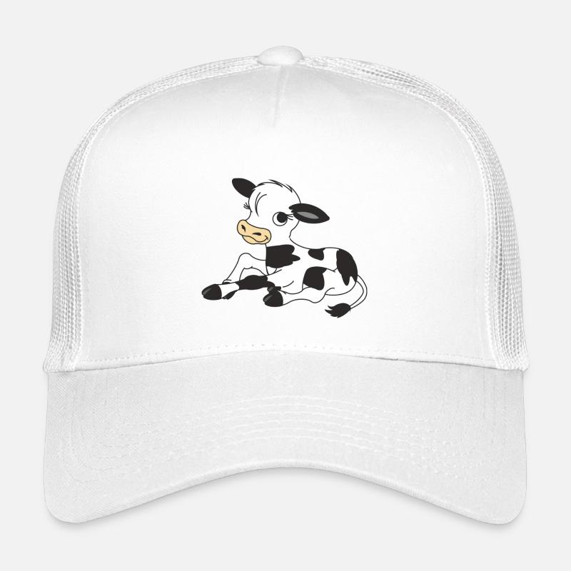 Schwarz, Weißes Kalb, Kalb - Kinder Trucker-Cap - Weiß