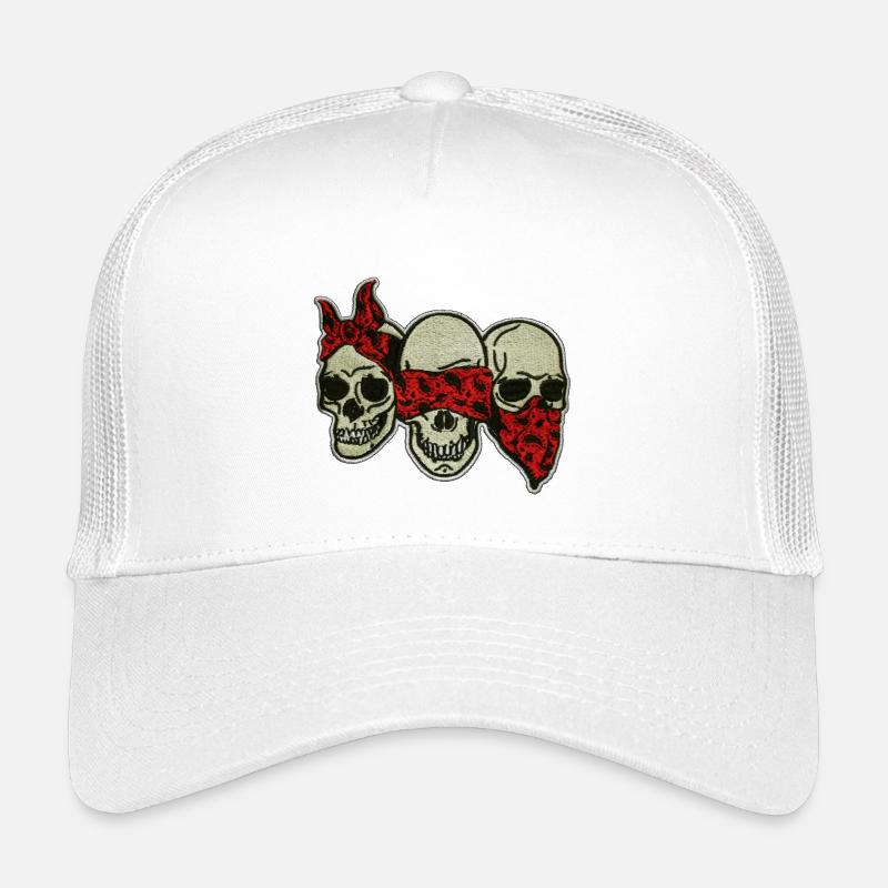 Trois crânes avec un masque oculaire rouge / Trois crânes Casquette trucker enfant