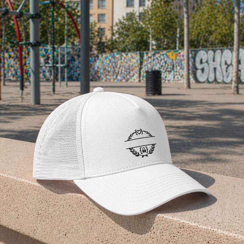 Code with heart and code with lock in laurel wreath m Kids’ Trucker Cap