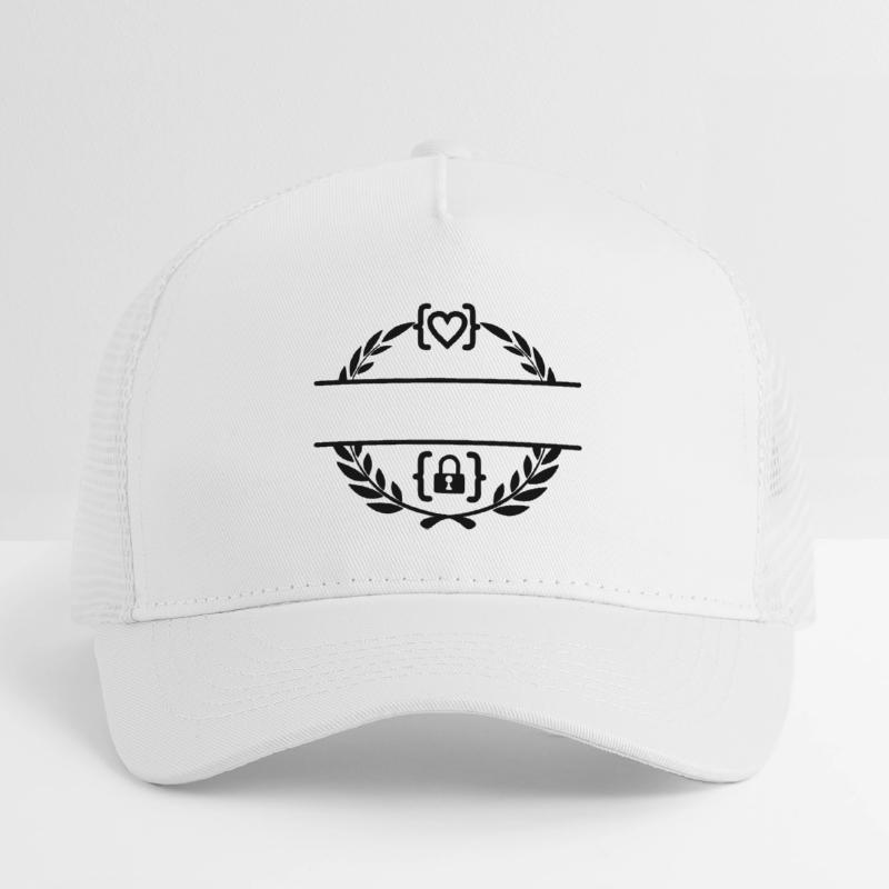 Code mit Herz und Code mit Schloss in Lorbeerkranz m Kinder Trucker-Cap