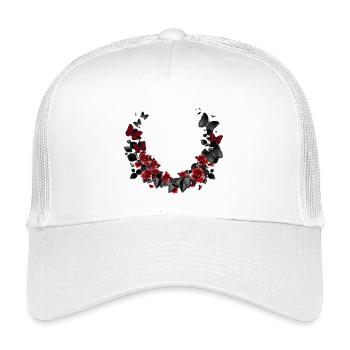 beautiful wreath of roses and butterflies - Kids’ Trucker Cap - white - Front