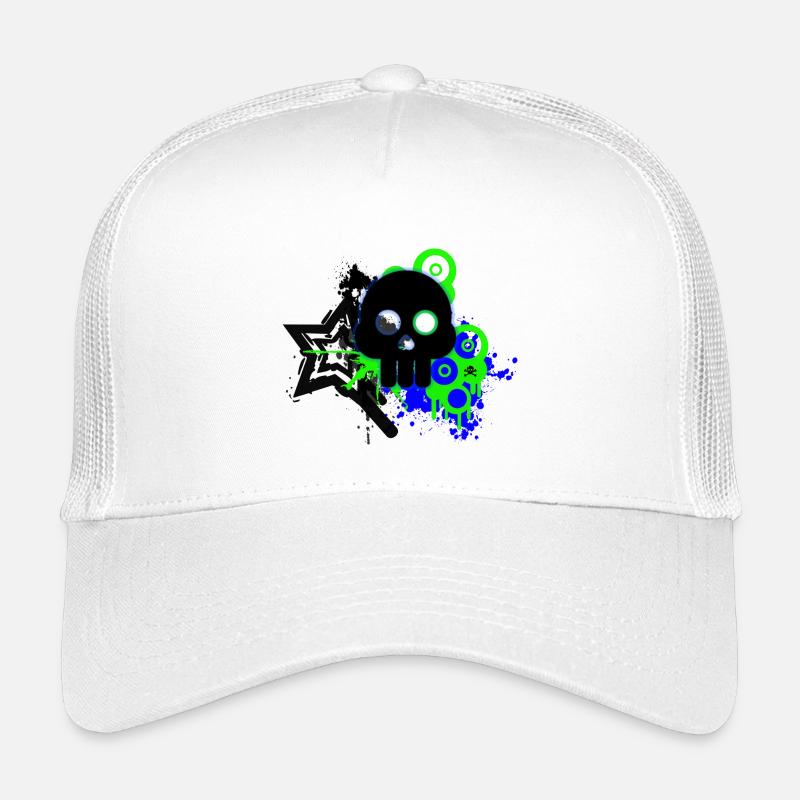 Neon Schädel Spritzer - Kinder Trucker-Cap - Weiß