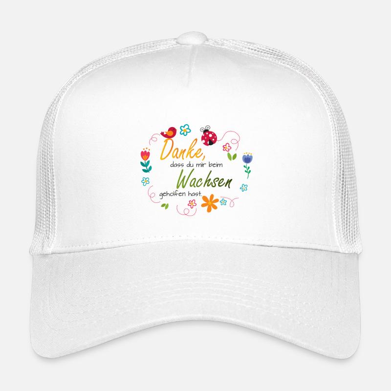 Blumenkranz - bunte Blumen - Vogel - Marienkäfer  - Kinder Trucker-Cap - Weiß