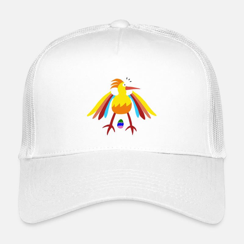 Rainbow Feathered Bird with Egg Illustration Kids’ Trucker Cap