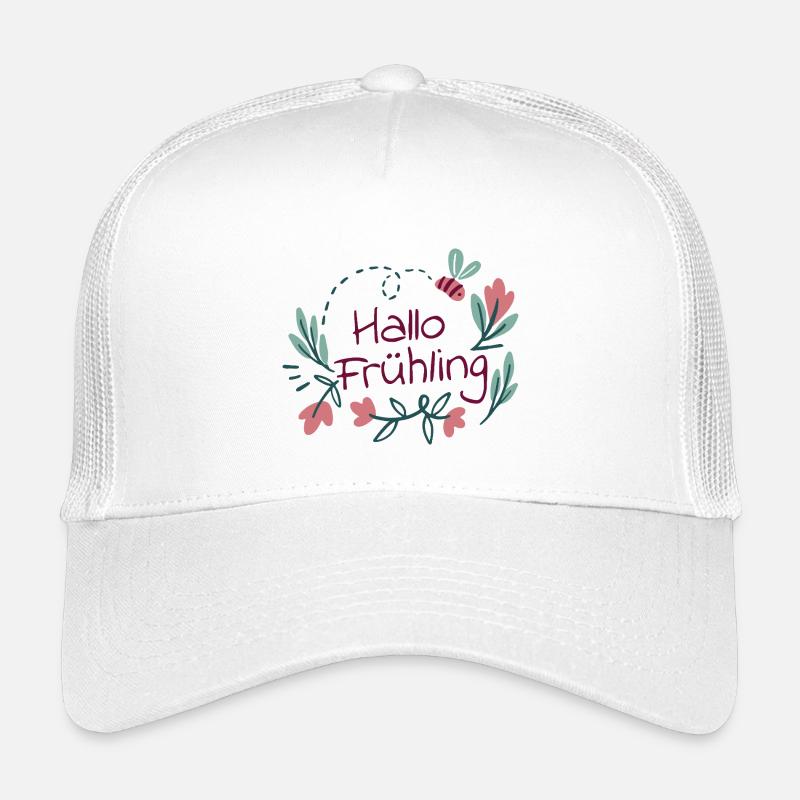 Hallo Frühling Blütenkranz mit Biene - Kinder Trucker-Cap - Weiß