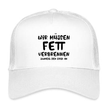 Wir müssen Fett verbrennen, schmeiss den Grill an - Kinder Trucker-Cap - Weiß - Vorne