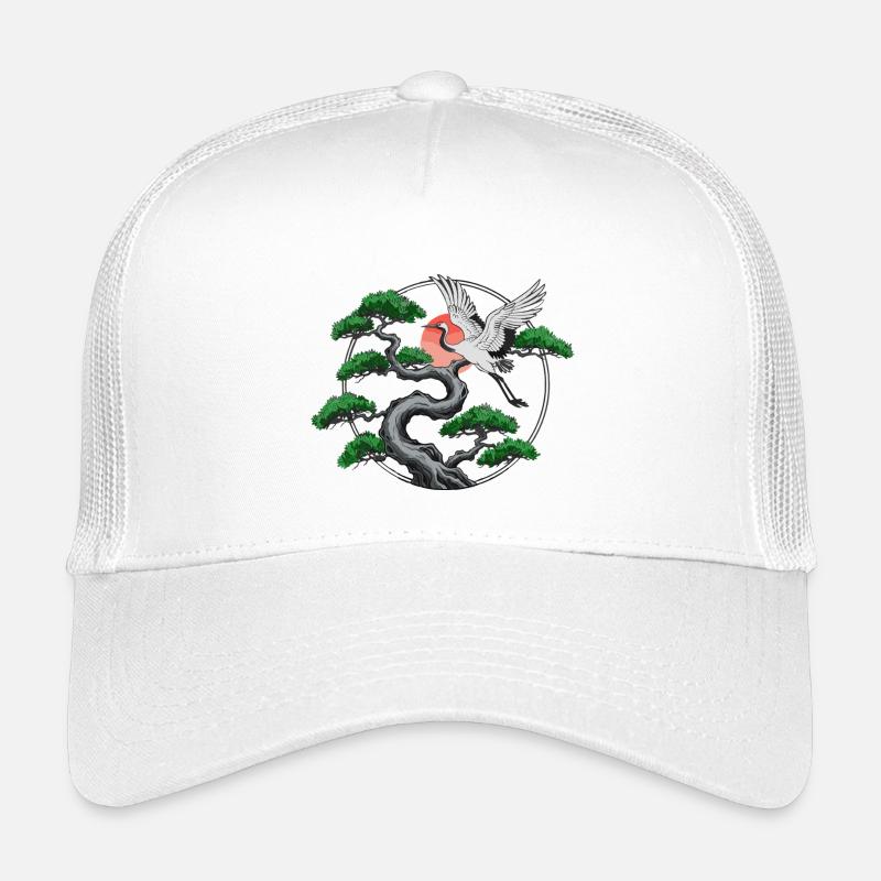 Cranes & Twisted Pine Tree - Kids’ Trucker Cap - white