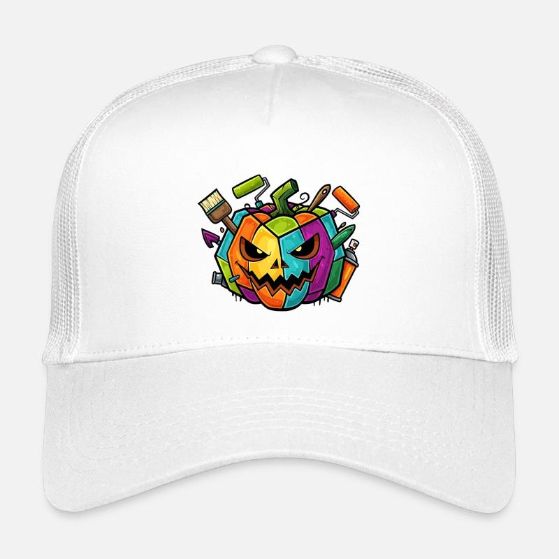 Halloween Graffiti Kürbis - Kinder Trucker-Cap - Weiß