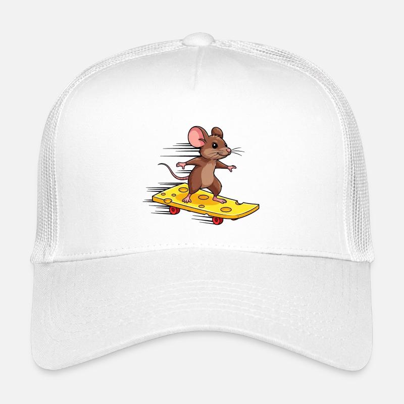 Souris cool avec planche à roulettes Cheese Lover drôle Casquette trucker enfant