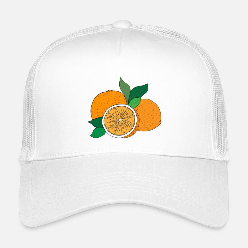 orangefarbener Druck - Kinder Trucker-Cap - Weiß