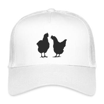 Zwei Hühner Silhouette - Kinder Trucker-Cap - Weiß - Vorne