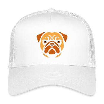 Mops , Hundekopf - Kinder Trucker-Cap - Weiß - Vorne