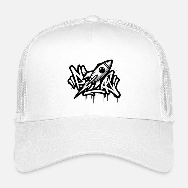Graffiti-Rakete in Schwarzweiß - Kinder Trucker-Cap - Weiß