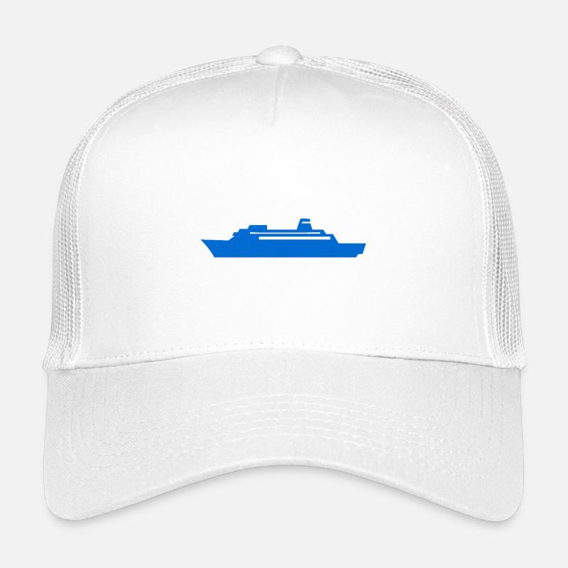 Blaue Schiffssilhouette Küstenlook - Kinder Trucker-Cap - Weiß
