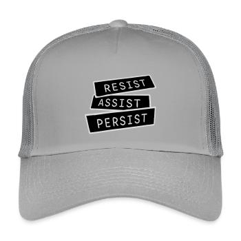 Resist Assist Persist Aktivismus Motivation Logo - Kinder Trucker-Cap - Hellgrau - Vorne