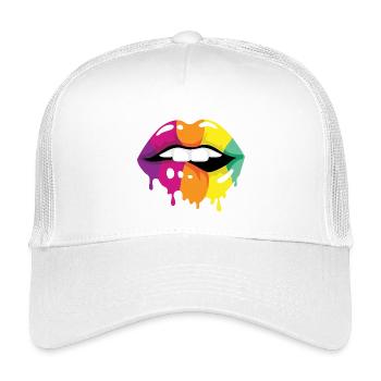 Farbige Lippen - Kinder Trucker-Cap - Weiß - Vorne