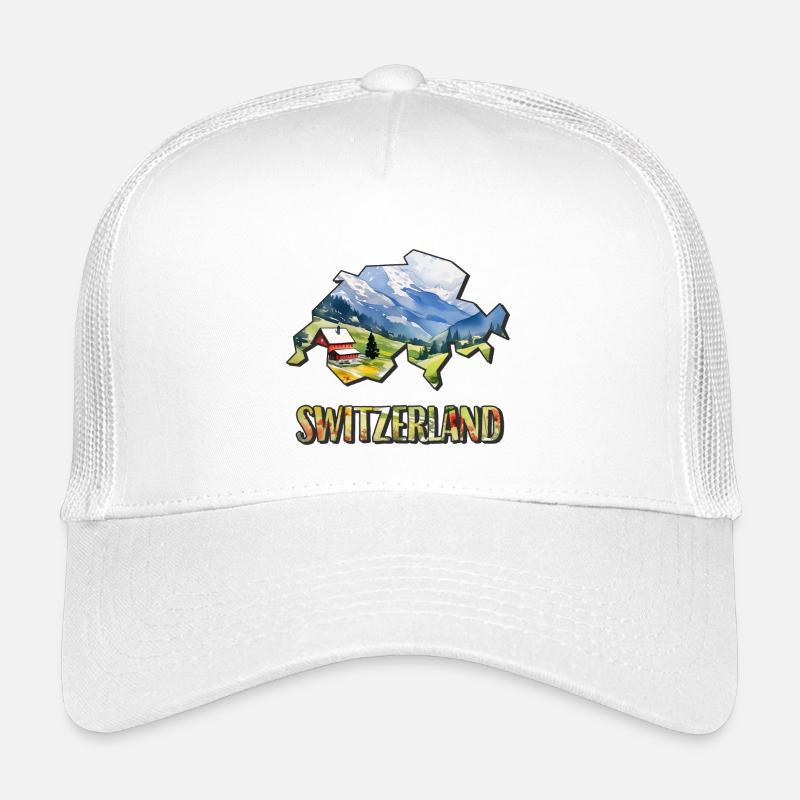 Carte à l’aquarelle de la Suisse Casquette trucker enfant